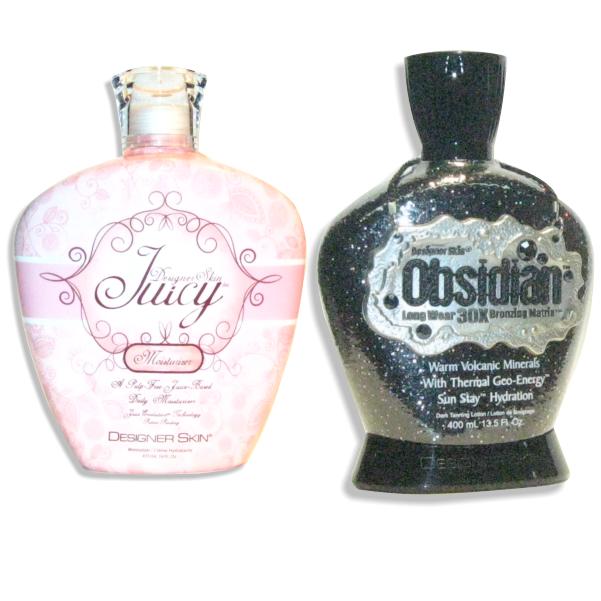 LOT OF 2 DESIGNER SKIN OBSIDIAN & JUICY MOISTURIZER AFTER TAN TANNING 